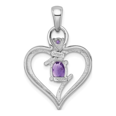 Sterling Silver Amethyst Open Heart Pendant – view 4