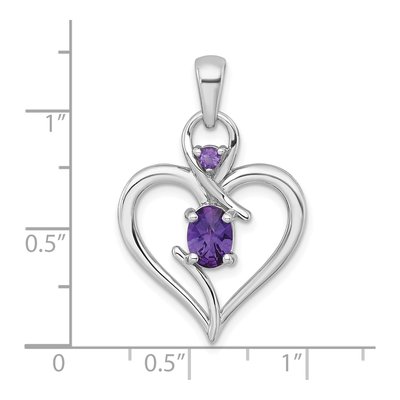 Sterling Silver Amethyst Open Heart Pendant – view 5