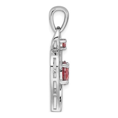 Sterling Silver Garnet Open Heart Pendant – view 3