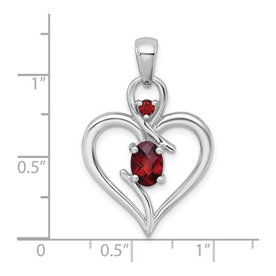Sterling Silver Garnet Open Heart Pendant – view 4