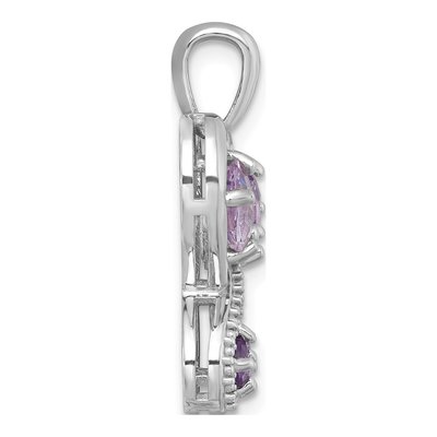 Sterling Silver Amethyst Heart Butterfly Pendant – view 3