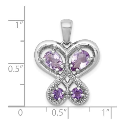 Sterling Silver Amethyst Heart Butterfly Pendant – view 4