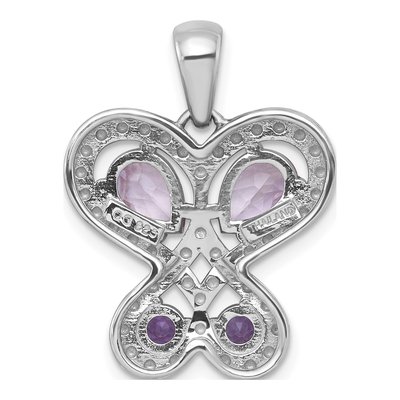 Sterling Silver Amethyst Heart Butterfly Pendant – view 5