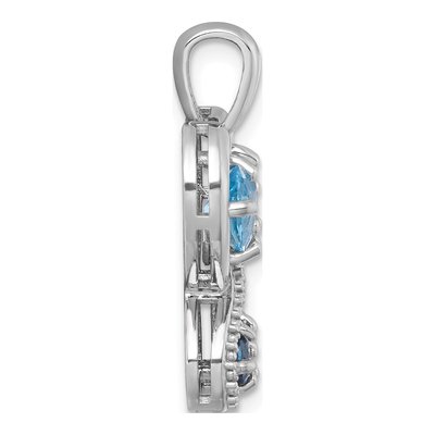 Sterling Silver Swiss Blue Topaz Butterfly Heart Pendant – view 3