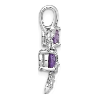 Sterling Silver Amethyst Floral Slide Pendant – view 3
