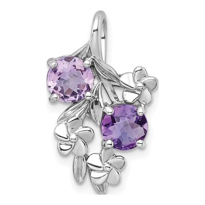 Sterling Silver Amethyst Floral Slide Pendant