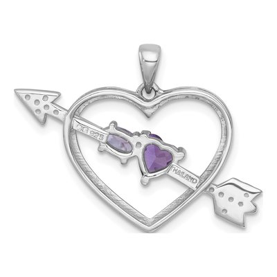 Sterling Silver Amethyst Arrow Heart Pendant – view 4