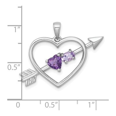 Sterling Silver Amethyst Arrow Heart Pendant – view 5