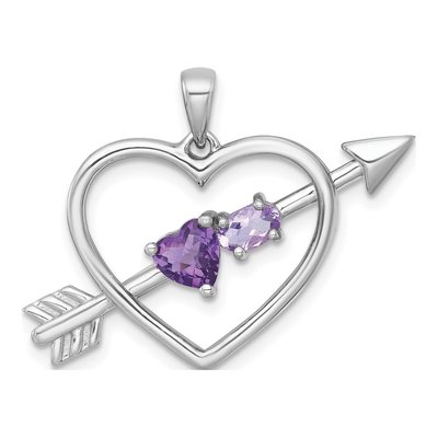 Sterling Silver Amethyst Arrow Heart Pendant