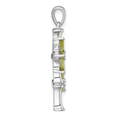 Sterling Silver Peridot Bamboo Leaves Pendant – view 3