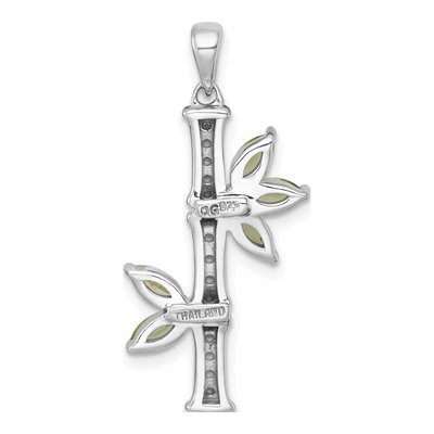 Sterling Silver Peridot Bamboo Leaves Pendant – view 4