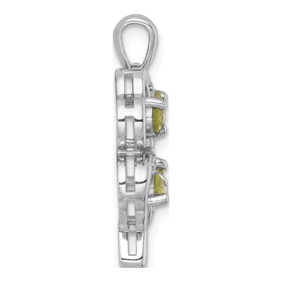 Sterling Silver Peridot & White Topaz Clover Pendant – view 3