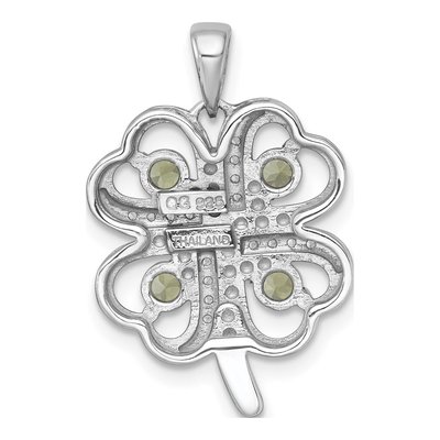 Sterling Silver Peridot & White Topaz Clover Pendant – view 4