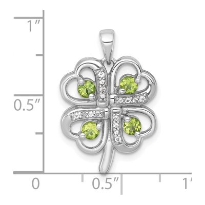 Sterling Silver Peridot & White Topaz Clover Pendant – view 5