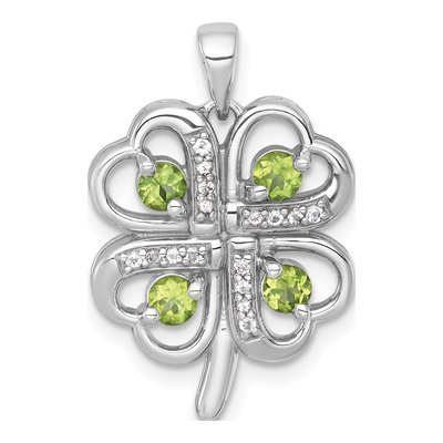 Sterling Silver Peridot & White Topaz Clover Pendant