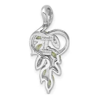 Sterling Silver Peridot & White Topaz Leaves Slide Pendant – view 4