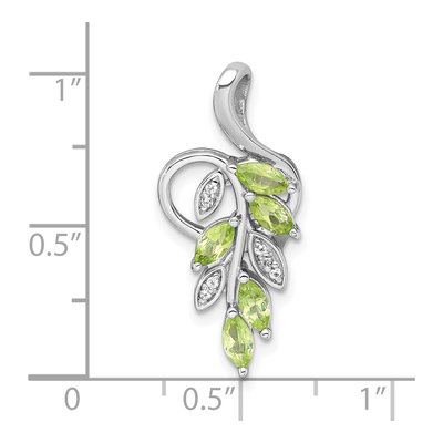Sterling Silver Peridot & White Topaz Leaves Slide Pendant – view 5