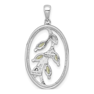 Sterling Silver Peridot Leaves Oval Pendant – view 4