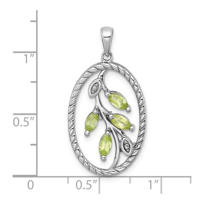 Sterling Silver Peridot Leaves Oval Pendant – view 5