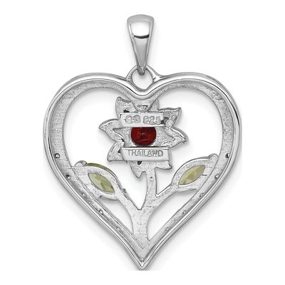 Sterling Silver Peridot & Garnet Pendant – view 4