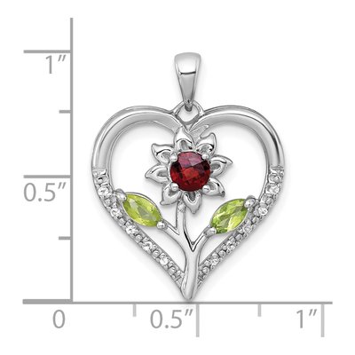 Sterling Silver Peridot & Garnet Pendant – view 5