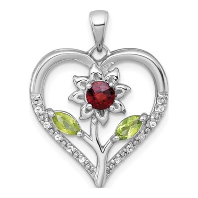 Sterling Silver Peridot & Garnet Pendant