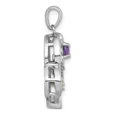 Sterling Silver Peridot & Amethyst Heart Flower Pendant – view 3