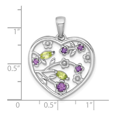 Sterling Silver Peridot Heart Pendant – view 5
