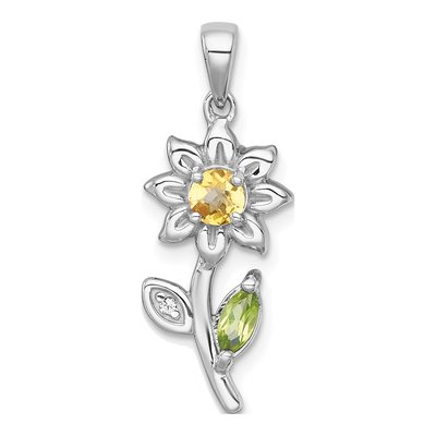 Sterling Silver Citrine & Peridot Pendant
