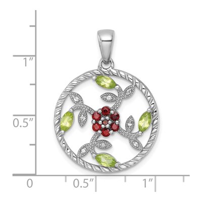 Sterling Silver Peridot & Garnet Pendant – view 5