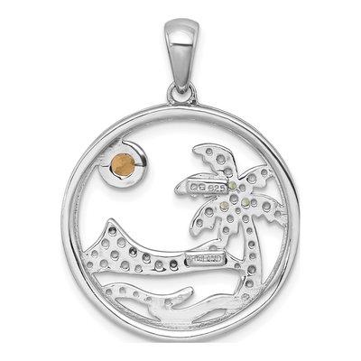 Sterling Silver Citrine & Peridot Circle Pendant – view 4