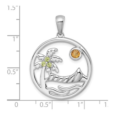 Sterling Silver Citrine & Peridot Circle Pendant – view 5