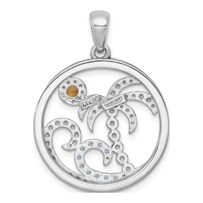 Sterling Silver Citrine & Swiss Blue Topaz Beach Circle Pendant – view 4