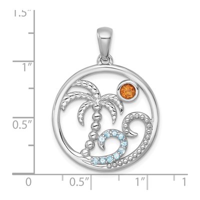 Sterling Silver Citrine & Swiss Blue Topaz Beach Circle Pendant – view 5