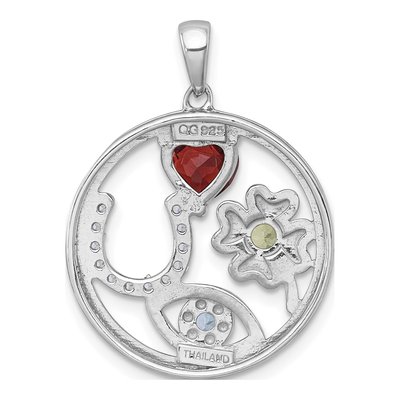 Sterling Silver Multi-Gem Good Luck Pendant – view 4