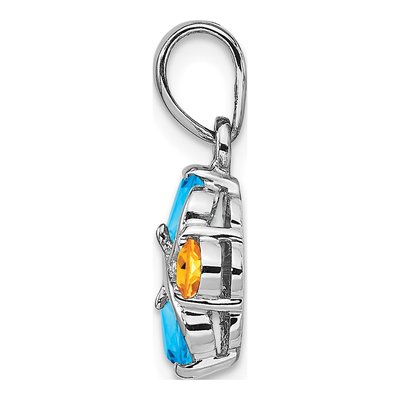 Sterling Silver Swiss Blue Topaz & Citrine Pendant – view 3