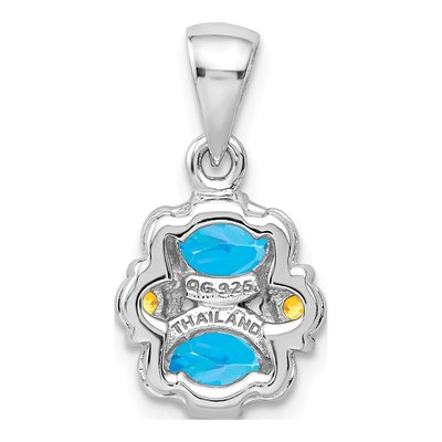 Sterling Silver Swiss Blue Topaz & Citrine Pendant – view 4