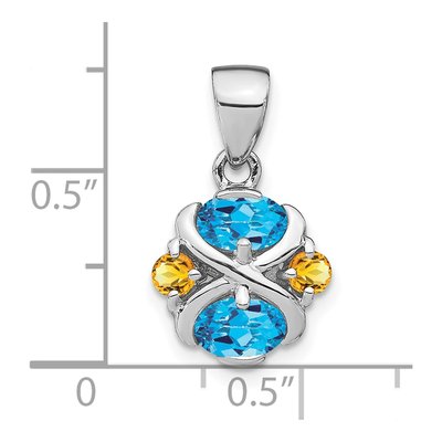 Sterling Silver Swiss Blue Topaz & Citrine Pendant – view 5