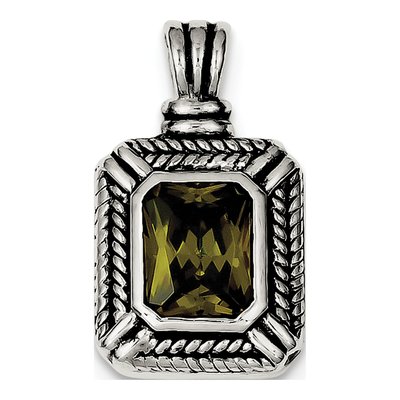 Sterling Silver CZ Square Pendant