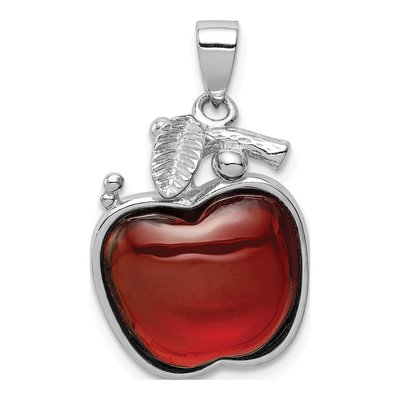 Sterling Silver CZ Apple Pendant
