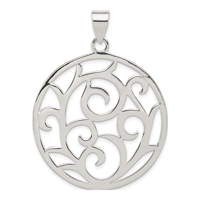 Sterling Silver Fancy Round Pendant