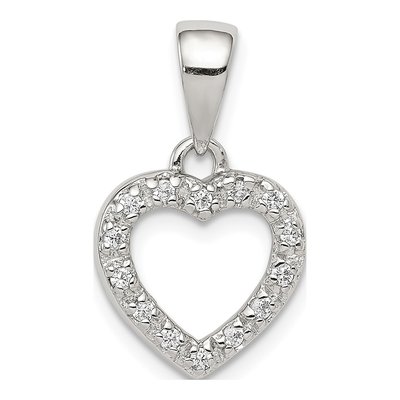 Sterling Silver CZ Heart Pendant