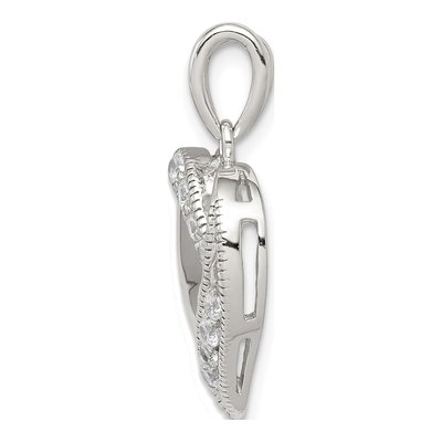 Sterling Silver CZ Heart Pendant – view 3