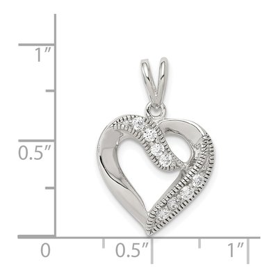 Sterling Silver CZ Heart Pendant – view 4