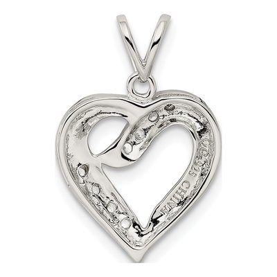 Sterling Silver CZ Heart Pendant – view 5