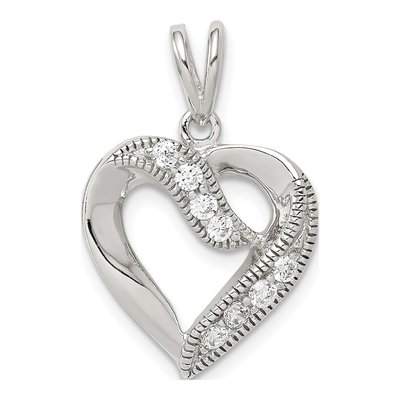 Sterling Silver CZ Heart Pendant