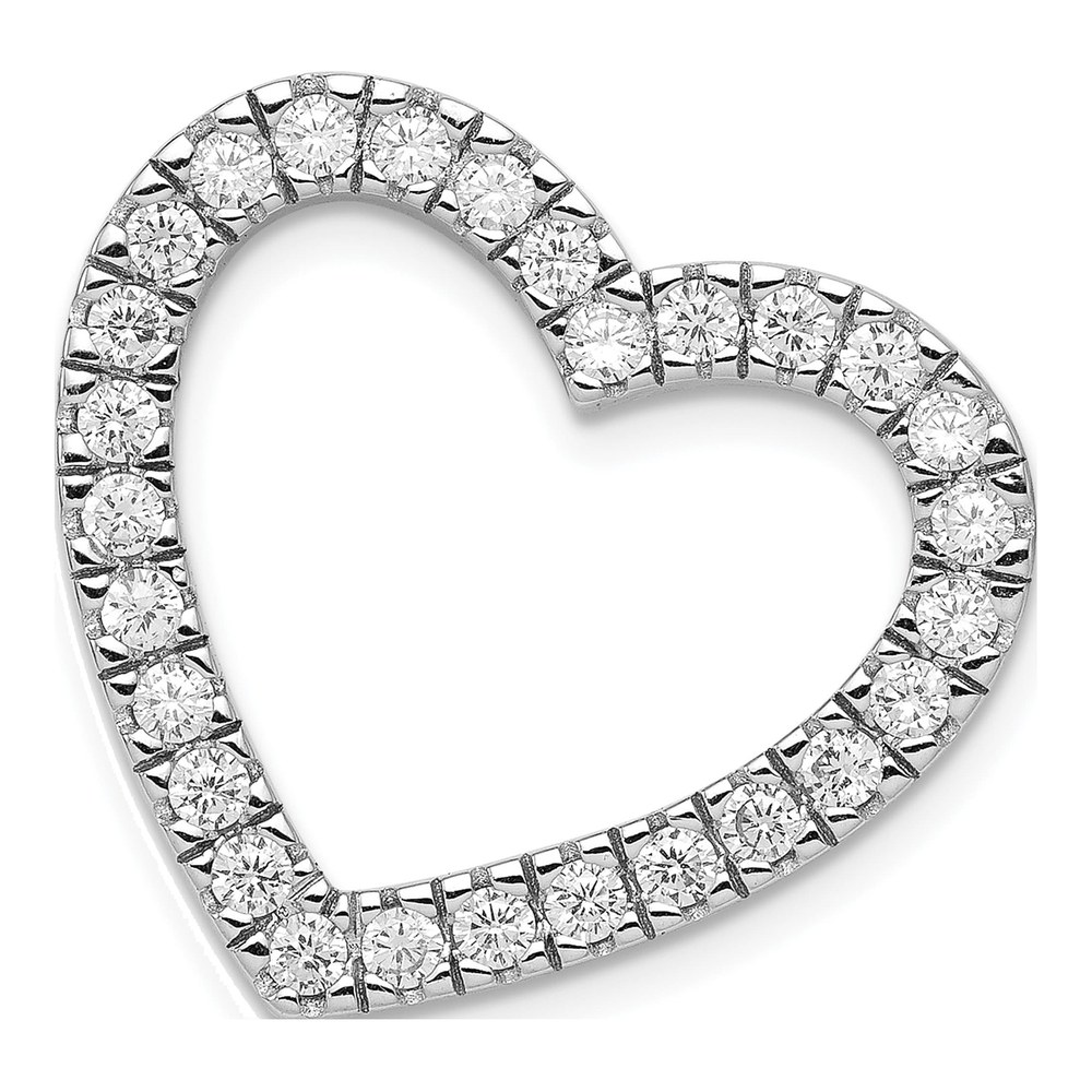 Sterling Silver CZ Heart Slide Pendant