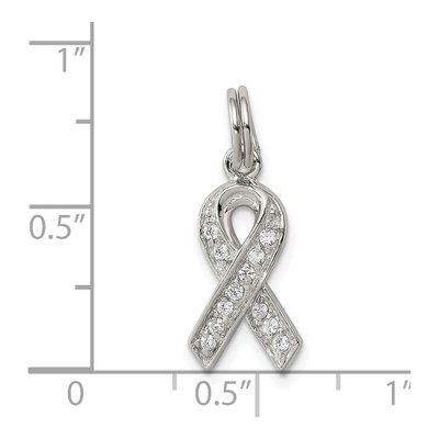 Sterling Silver CZ Awareness Ribbon Pendant – view 4