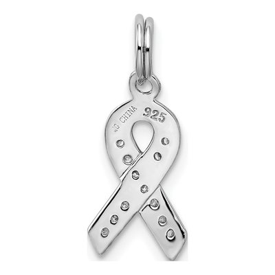 Sterling Silver CZ Awareness Ribbon Pendant – view 5