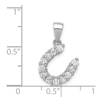 Sterling Silver CZ Horseshoe Pendant – view 4